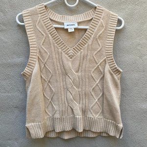 Beige Cable Knit Sweater Vest